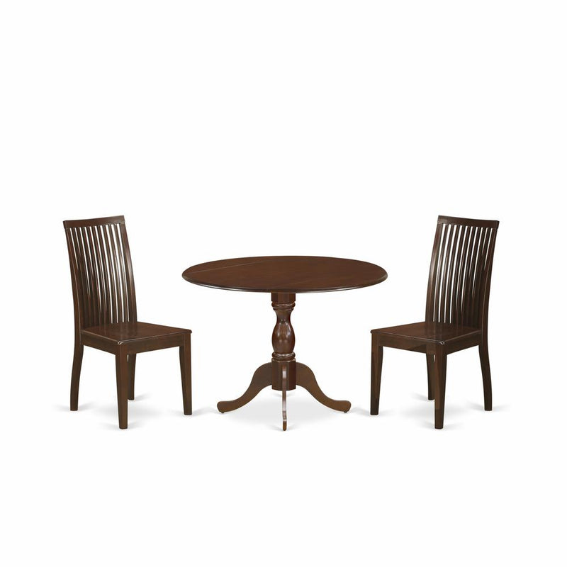 3 Piece Dropleaf Dining Table Set - Mahogany Wood Table And 2 Mahogany Kitchen Table Chairs And Dining Tables By East West Furniture | Dining Sets | Modishstore