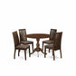 5 Piece Table And Chairs Dining Set - Dining Room Table And 4 Mahogany Linen Fabric Dining Room Chairs - Mahogany Finish And Dining Tables By East West Furniture | Dining Sets | Modishstore