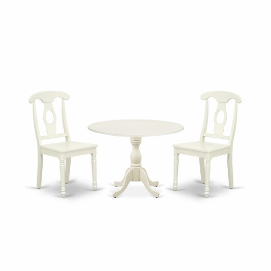 3 Piece Dinette Set Contains 1 Wooden Dining Table And 2 Linen White Dining Chairs By East West Furniture | Dining Sets | Modishstore