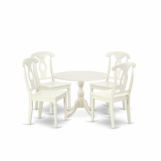 5 Piece Dining Set Consists Of 1 Drop Leaves Dining Room Table And 4 Linen White Dining Room Chairs And Dining Tables By East West Furniture | Dining Sets | Modishstore