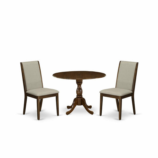 3 Piece Modern Dining Table Set Contains 1 Drop Leaves Dining Room Table And 2 Grey Linen Fabric Upholstered Chair And Dining Tables By East West Furniture | Dining Sets | Modishstore