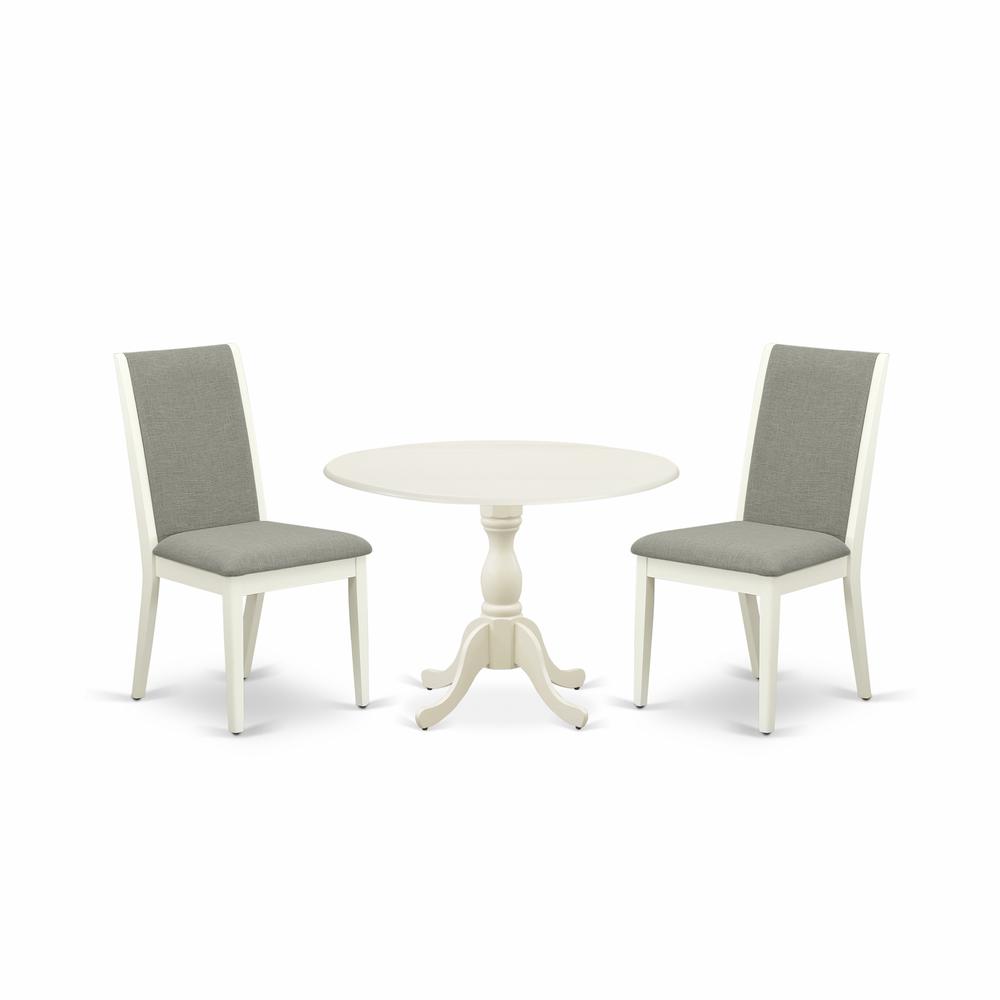 3 Piece Modern Dining Table Set Contains 1 Drop Leaves Dining Room Table And 2 Grey Linen Fabric Upholstered Chair And Dining Tables By East West Furniture | Dining Sets | Modishstore - 4
