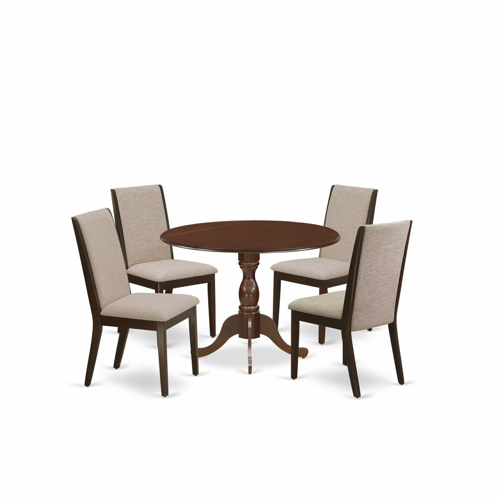 5 Piece Dining Table Set Consists Of 1 Drop Leaves Dining Table And 4 Shitake Linen Fabric Dining Room Chairs And Dining Tables By East West Furniture | Dining Sets | Modishstore - 4