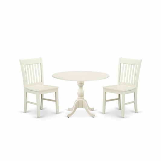 3 Piece Dining Table Set Consists Of 1 Drop Leaves Dining Room Table And 2 Linen White Mid Century Chair And Dining Tables By East West Furniture | Dining Sets | Modishstore