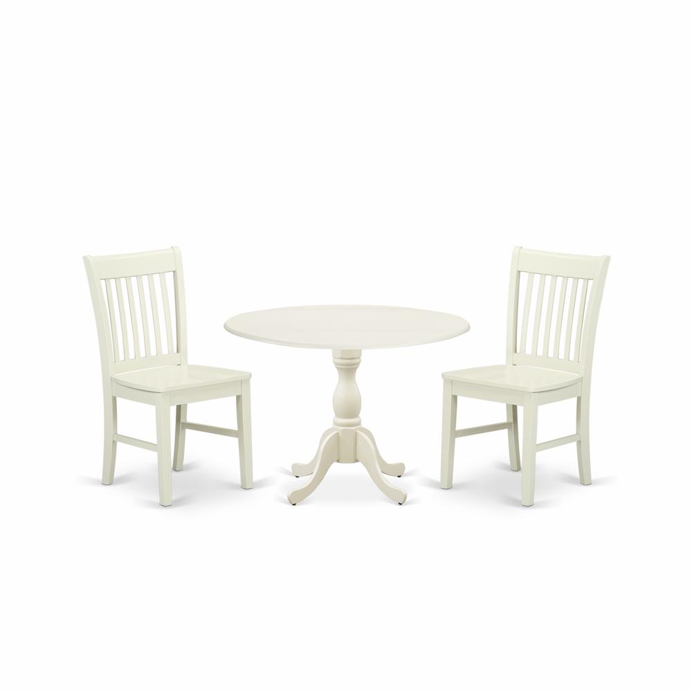 3 Piece Dining Table Set Consists Of 1 Drop Leaves Dining Room Table And 2 Linen White Mid Century Chair And Dining Tables By East West Furniture | Dining Sets | Modishstore