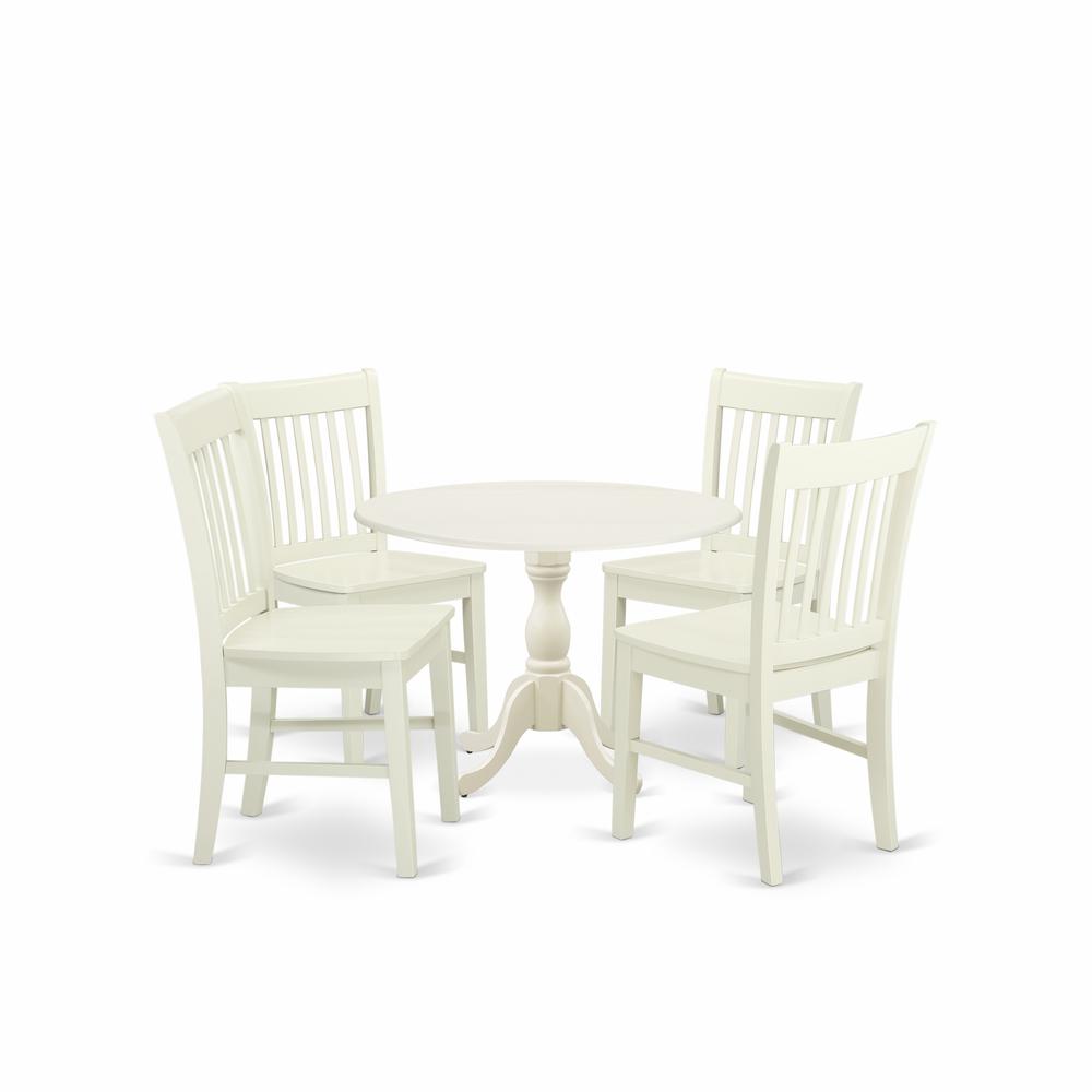 5 Piece Dinette Sets Includes 1 Drop Leaves Modern Kitchen Table And 4 Linen White Mid Century Dining Chairs And Dining Tables By East West Furniture | Dining Sets | Modishstore