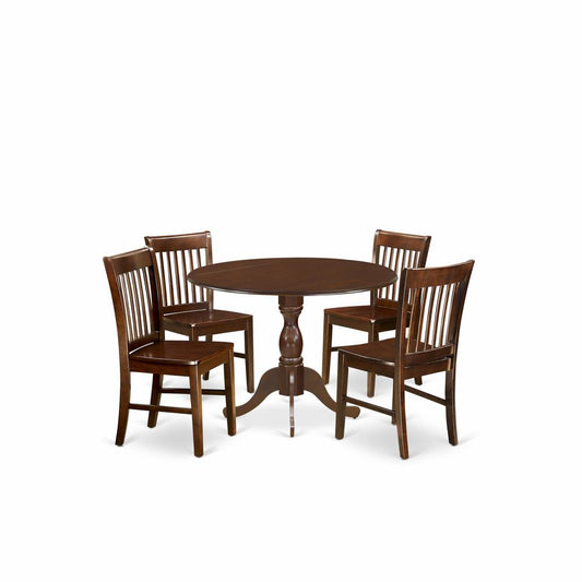 5 Pc Dining Room Table Set - Mahogany Dropleaf Dining Table And 4 Mahogany Dining Chairs And Dining Tables By East West Furniture | Dining Sets | Modishstore