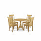 5 Piece Wooden Dining Table Set - Oak Modern Dining Table And 4 Oak Wood Dining Chairs And Dining Tables By East West Furniture | Dining Sets | Modishstore