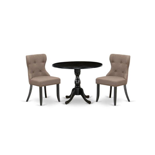 3 Piece Dining Set Consists Of 1 Drop Leaves Dining Table And 2 Coffee Linen Fabric Dining Chair Button Tufted Back And Dining Tables By East West Furniture | Dining Sets | Modishstore