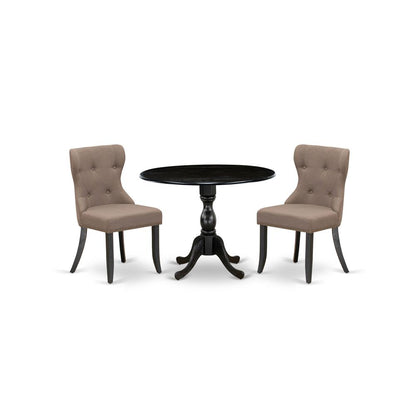 3 Piece Dining Set Consists Of 1 Drop Leaves Dining Table And 2 Coffee Linen Fabric Dining Chair Button Tufted Back And Dining Tables By East West Furniture | Dining Sets | Modishstore