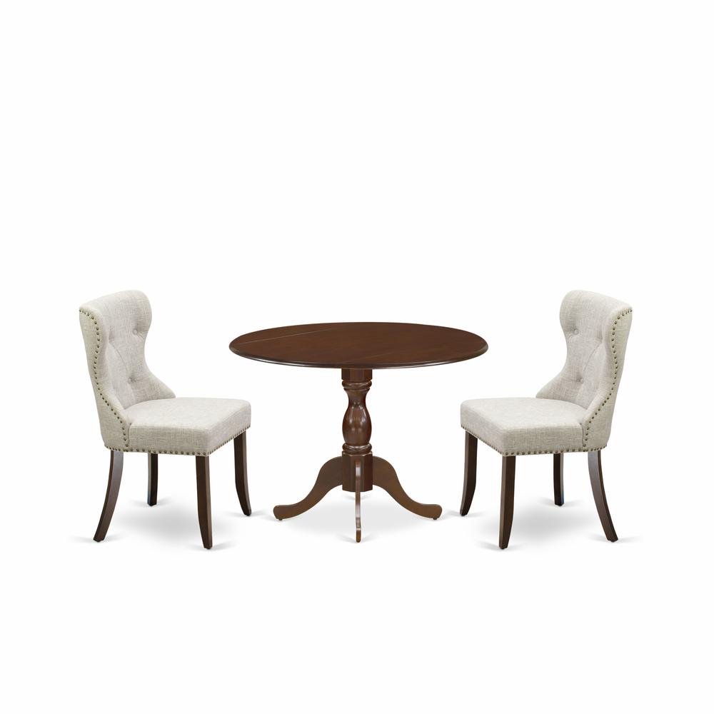 3 Piece Dining Set Consists Of 1 Drop Leaves Dining Table And 2 Coffee Linen Fabric Dining Chair Button Tufted Back And Dining Tables By East West Furniture | Dining Sets | Modishstore - 10
