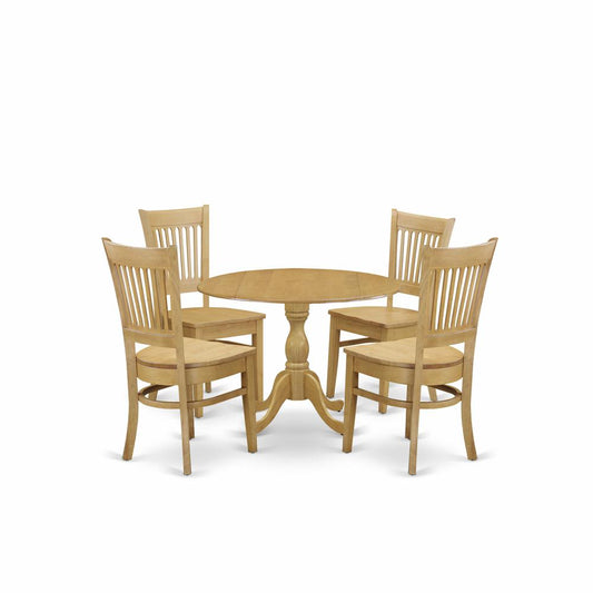 5 Piece Dining Room Set - Oak Wood Dining Table And 4 Oak Wooden Dining Chairs For Dining Room And Dining Tables By East West Furniture | Dining Sets | Modishstore