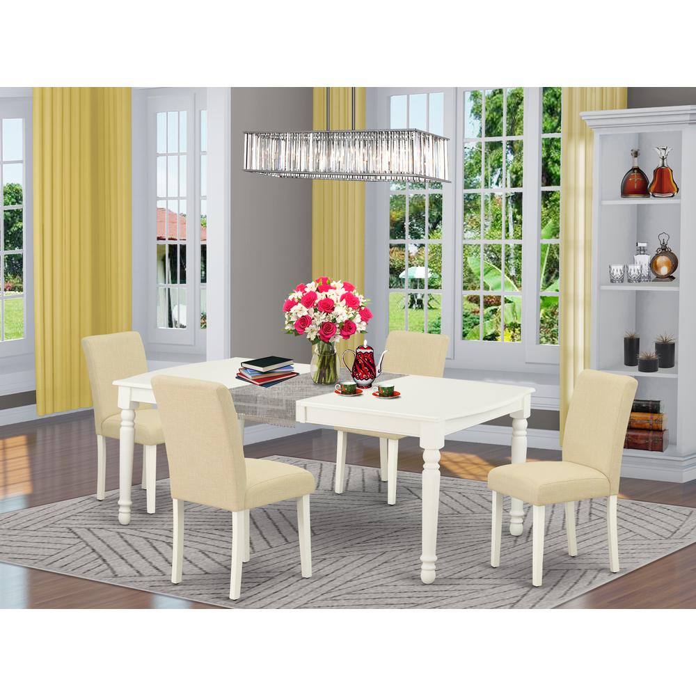 Dining Room Set Linen White DOAB5-LWH-02 By East West Furniture | Dining Sets | Modishstore
