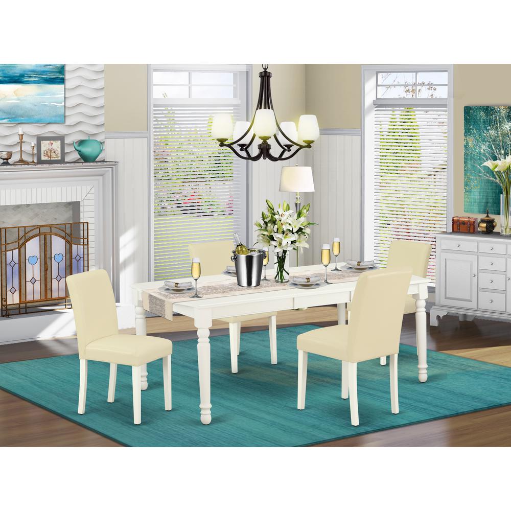 Dining Room Set Linen White DOAB5-LWH-64 By East West Furniture | Dining Sets | Modishstore