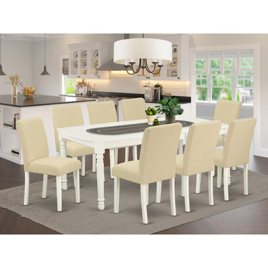 Dining Room Set Linen White DOAB9-LWH-02 By East West Furniture | Dining Sets | Modishstore