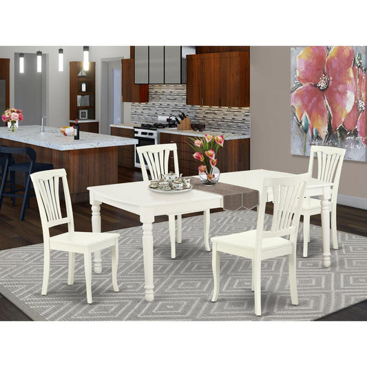 Dining Room Set Linen White DOAV5-LWH-W By East West Furniture | Dining Sets | Modishstore