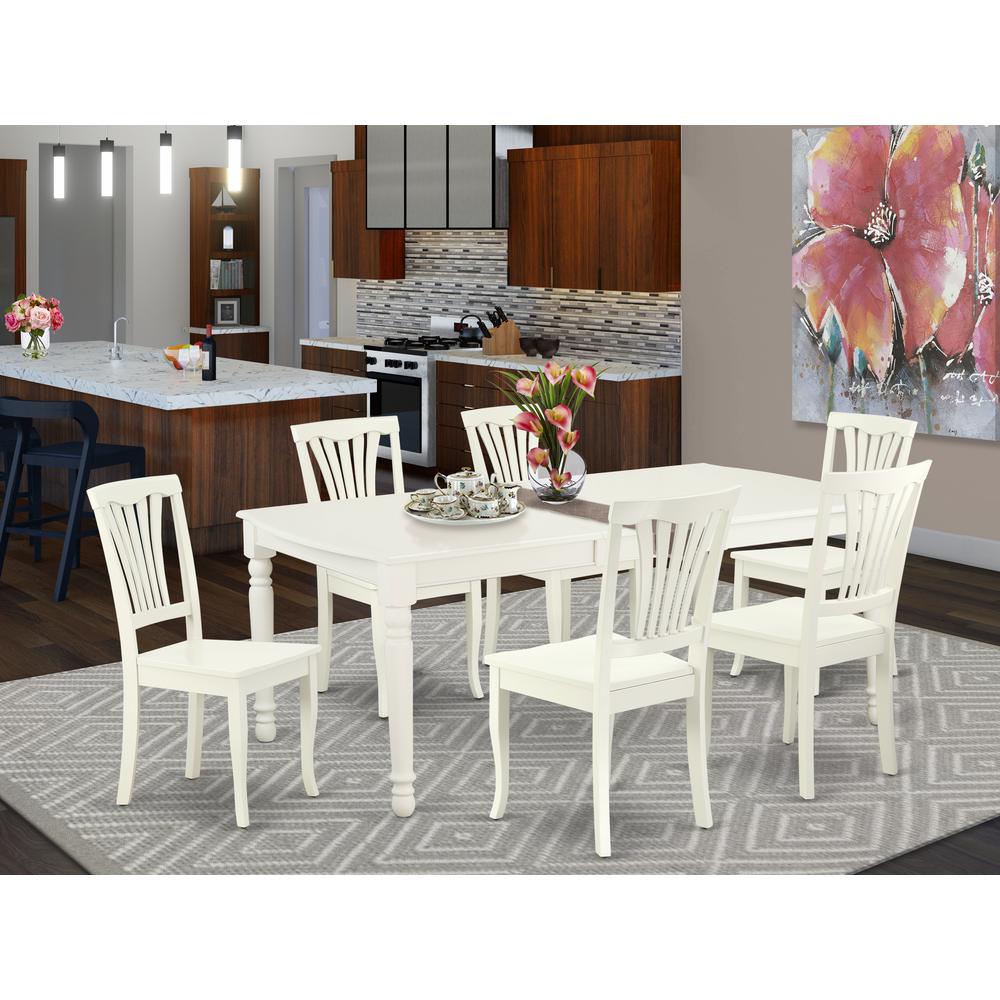 Dining Room Set Linen White DOAV7-LWH-W By East West Furniture | Dining Sets | Modishstore