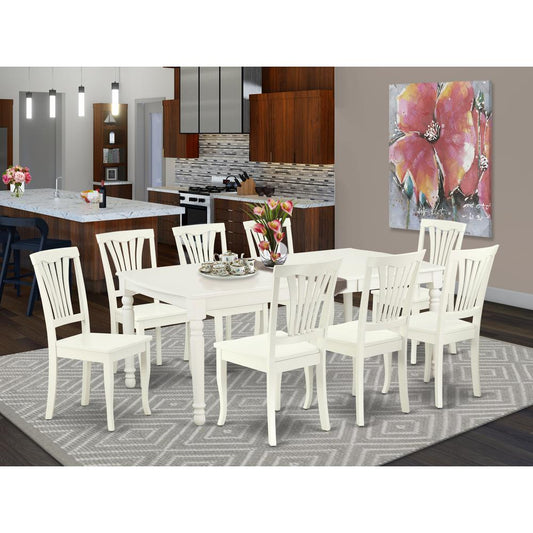 Dining Room Set Linen White DOAV9-LWH-W By East West Furniture | Dining Sets | Modishstore