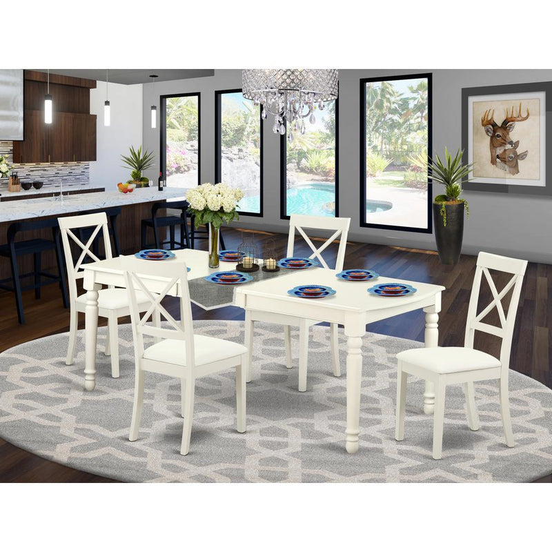 Dining Room Set Linen White DOBO5-LWH-LC By East West Furniture | Dining Sets | Modishstore