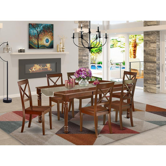 Dining Room Set Mahogany DOBO7-MAH-W By East West Furniture | Dining Sets | Modishstore
