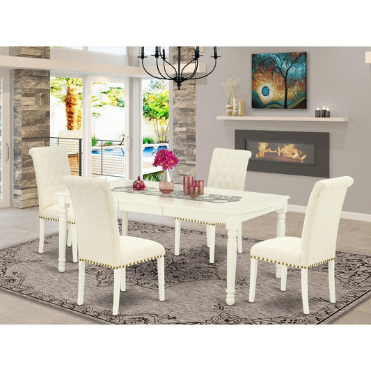Dining Room Set Linen White DOBR5 - LWH - 02 By East West Furniture | Dining Sets | Modishstore