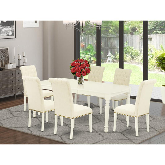 Dining Room Set Linen White DOBR7 - LWH - 02 By East West Furniture | Dining Sets | Modishstore