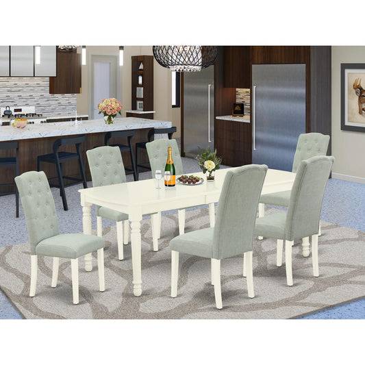Dining Room Set Linen White DOCE7 - LWH - 15 By East West Furniture | Dining Sets | Modishstore