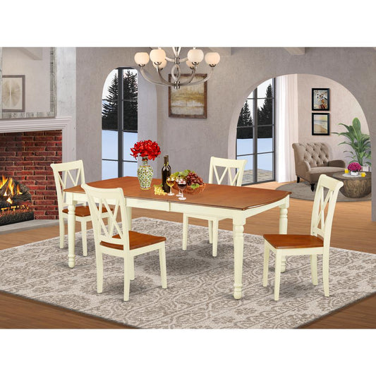 Dining Room Set Buttermilk & Cherry DOCL5-BMK-W By East West Furniture | Dining Sets | Modishstore
