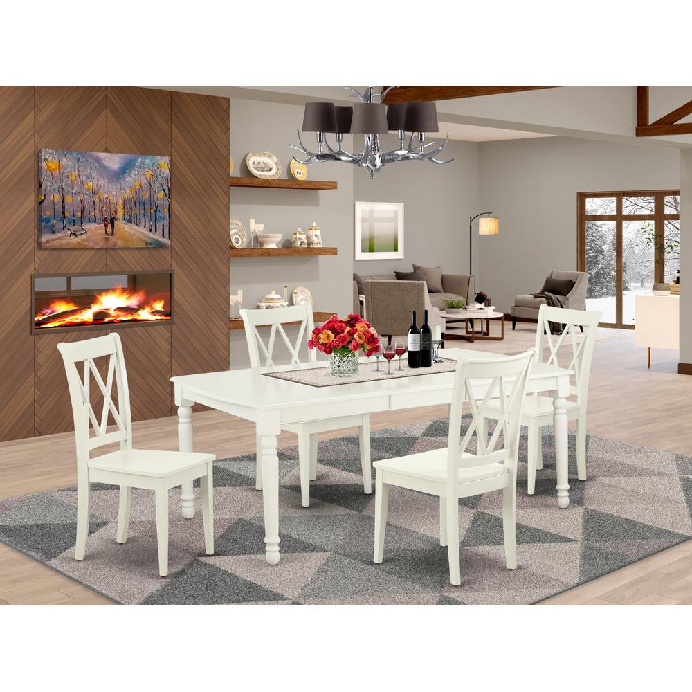 Dining Room Set Linen White DOCL5-LWH-W By East West Furniture | Dining Sets | Modishstore