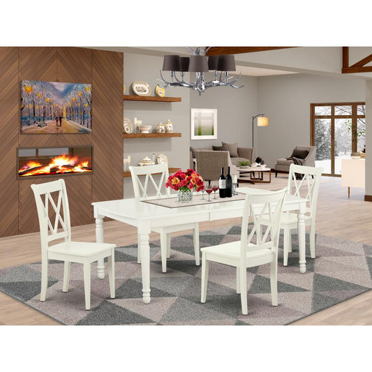 Dining Room Set Linen White DOCL5-LWH-W By East West Furniture | Dining Sets | Modishstore