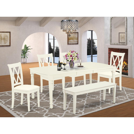 Dining Room Set Linen White DOCL6 - LWH - C By East West Furniture | Dining Sets | Modishstore