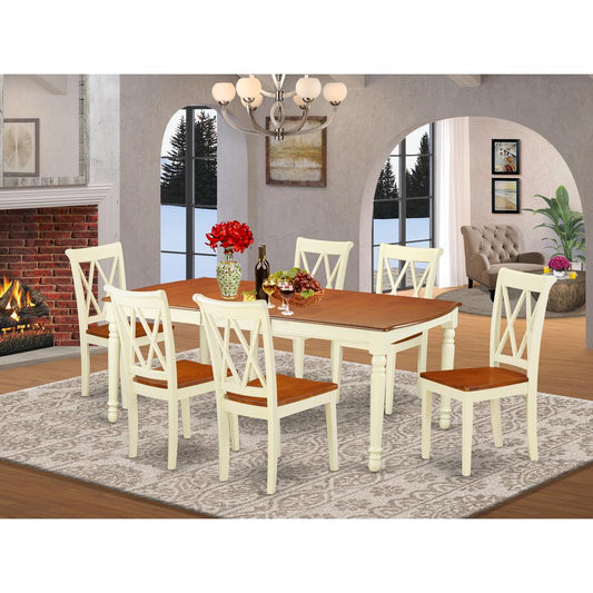 Dining Room Set Buttermilk & Cherry DOCL7-BMK-W By East West Furniture | Dining Sets | Modishstore
