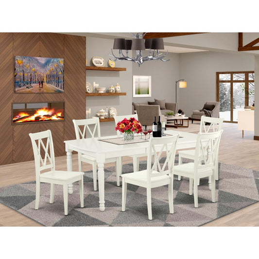 Dining Room Set Linen White DOCL7-LWH-W By East West Furniture | Dining Sets | Modishstore