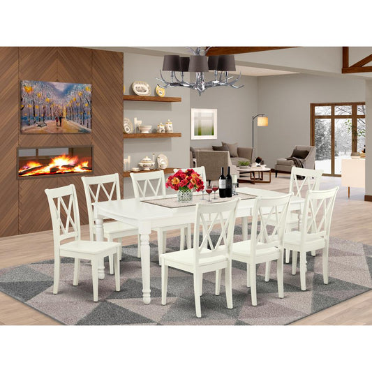 Dining Room Set Linen White DOCL9-LWH-W By East West Furniture | Dining Sets | Modishstore