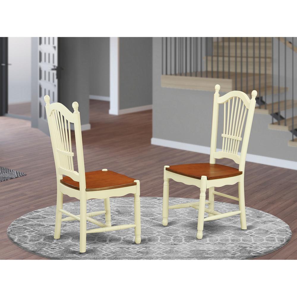 Dover Dining Room Chairs With Wood Seat - Finished In Linen White, Set Of 2 By East West Furniture | Dining Chairs | Modishstore - 4