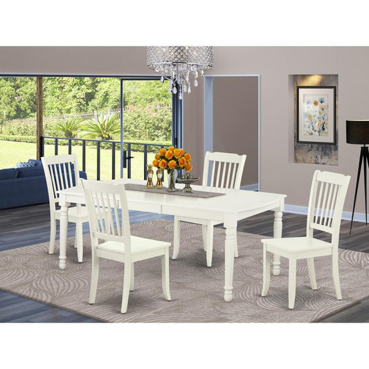 Dining Room Set Linen White DODA5-LWH-W By East West Furniture | Dining Sets | Modishstore