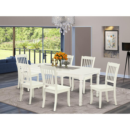 Dining Room Set Linen White DODA7-LWH-W By East West Furniture | Dining Sets | Modishstore