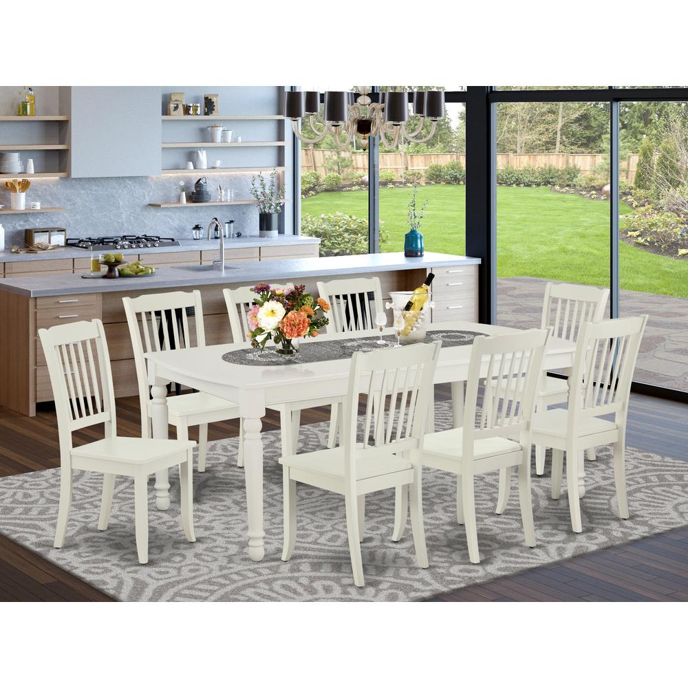 Dining Room Set Linen White DODA9-LWH-W By East West Furniture | Dining Sets | Modishstore