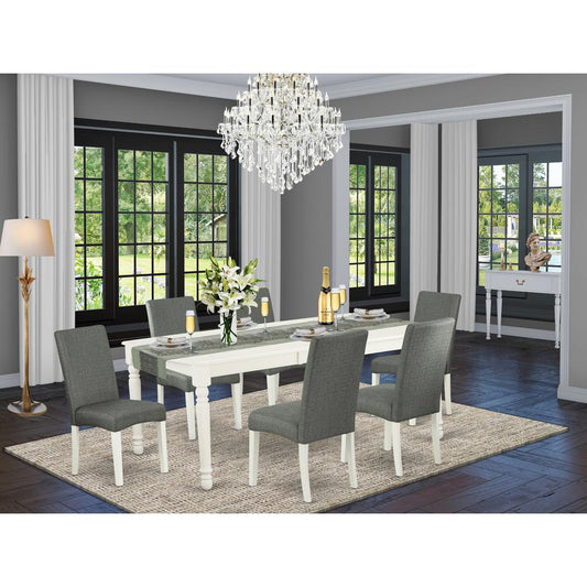 Dining Room Set Linen White DODR7-LWH-07 By East West Furniture | Dining Sets | Modishstore