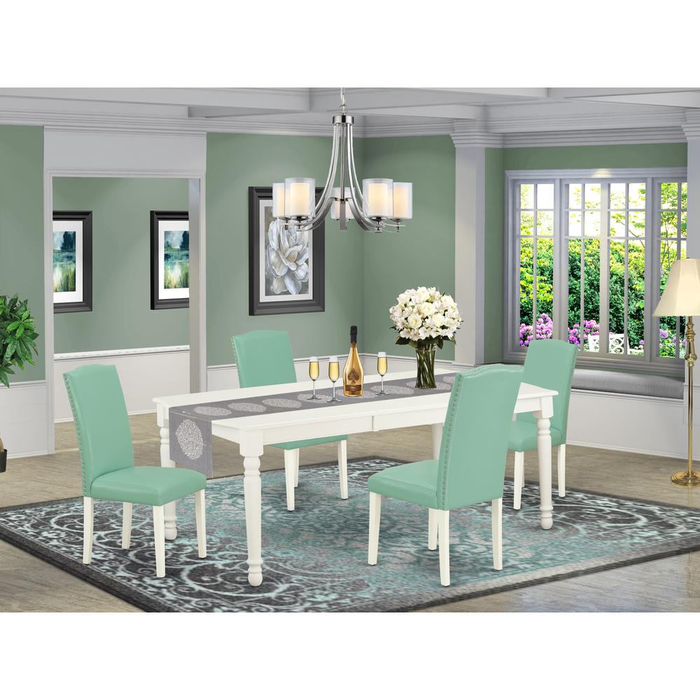 Dining Room Set Linen White DOEN5-LWH-57 By East West Furniture | Dining Sets | Modishstore