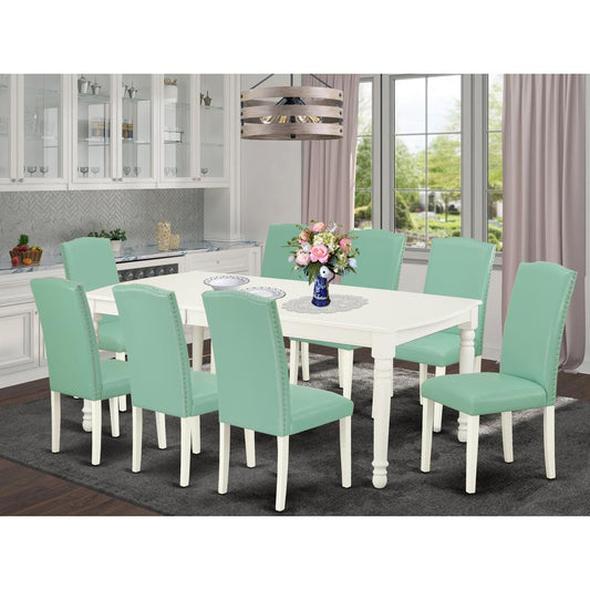 Dining Room Set Linen White DOEN9-LWH-57 By East West Furniture | Dining Sets | Modishstore