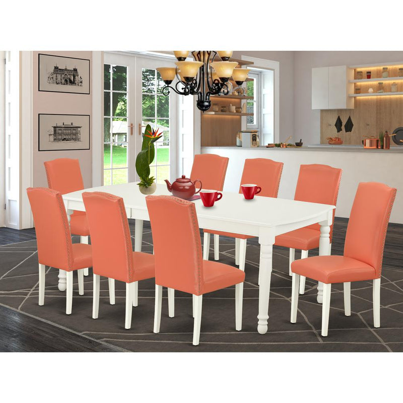 Dining Room Set Linen White DOEN9-LWH-78 By East West Furniture | Dining Sets | Modishstore