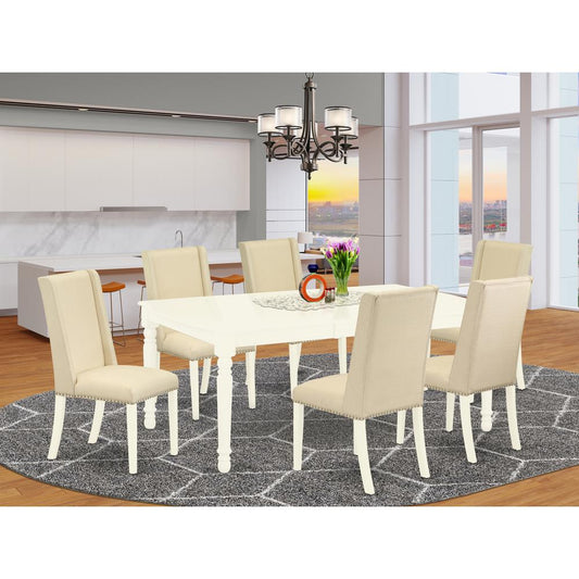 Dining Room Set Linen White DOFL7 - LWH - 01 By East West Furniture | Dining Sets | Modishstore
