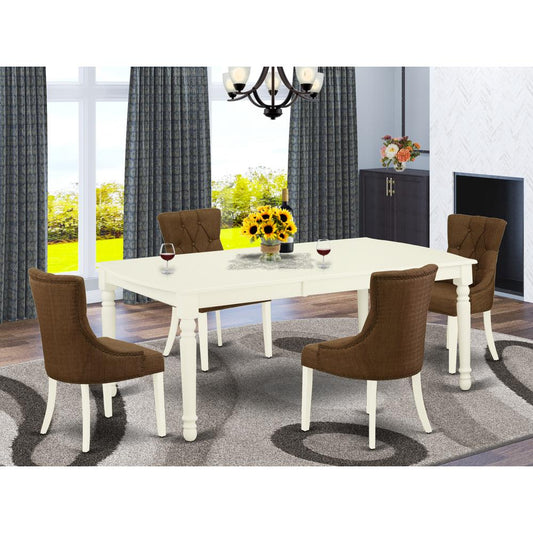 Dining Room Set Linen White DOFR5 - LWH - 18 By East West Furniture | Dining Sets | Modishstore