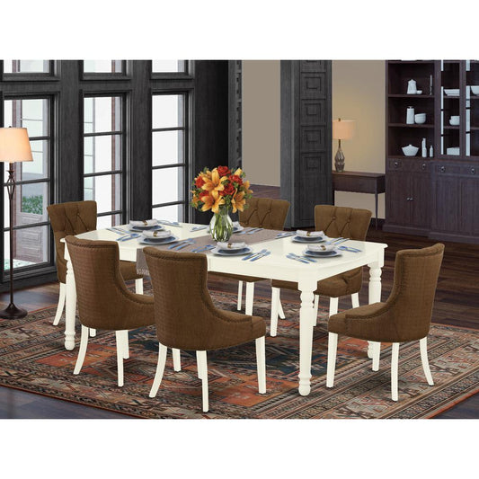 Dining Room Set Linen White DOFR7 - LWH - 18 By East West Furniture | Dining Sets | Modishstore