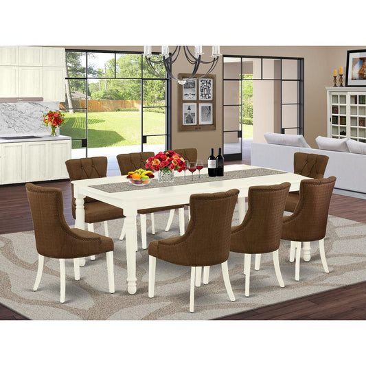 Dining Room Set Linen White DOFR9 - LWH - 18 By East West Furniture | Dining Sets | Modishstore