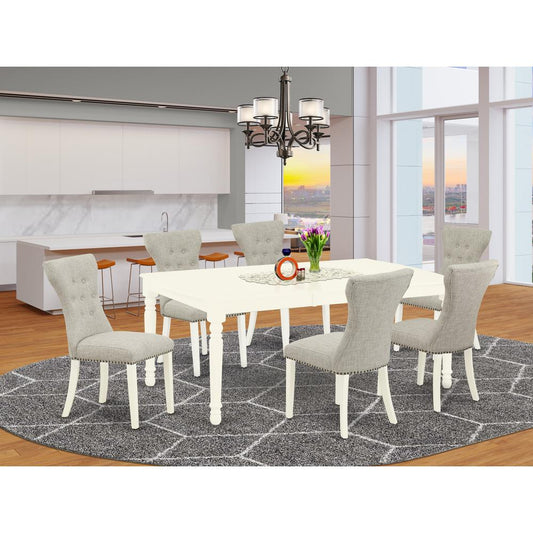 Dining Room Set Linen White DOGA7-LWH-35 By East West Furniture | Dining Sets | Modishstore
