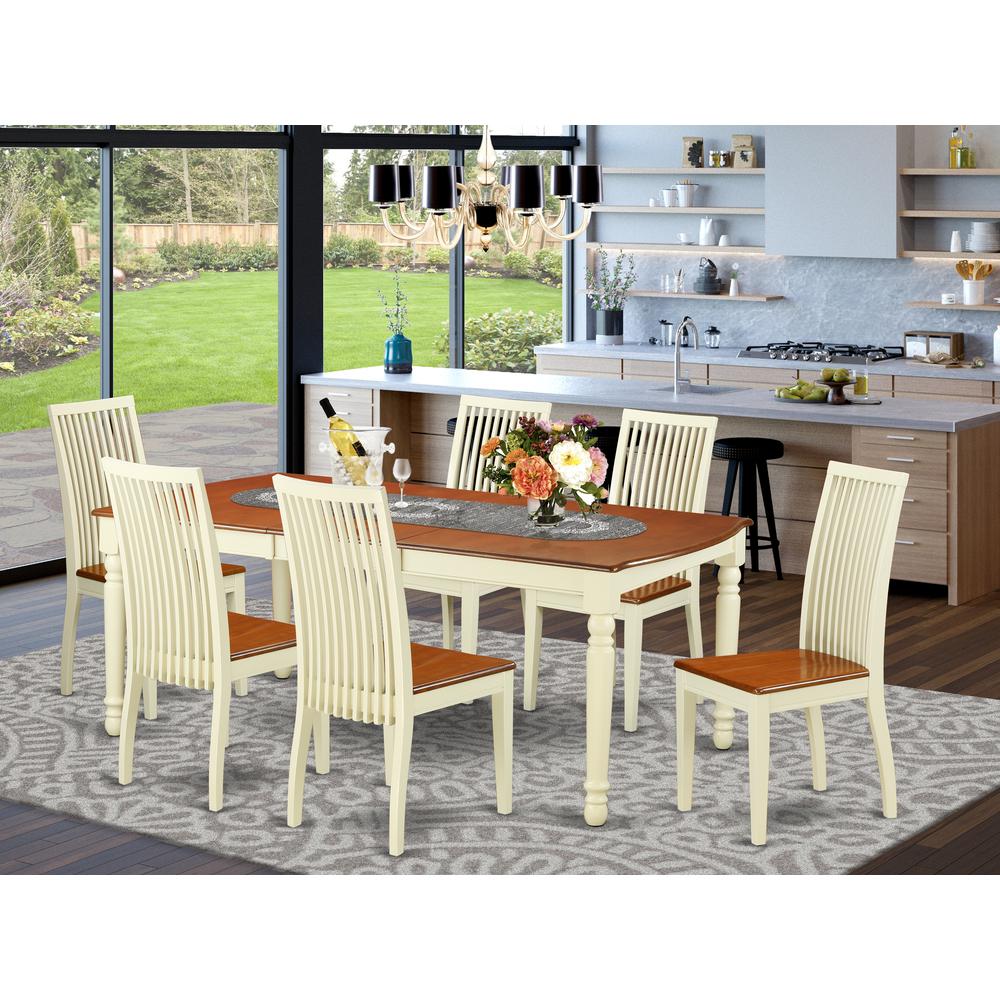 Dining Room Set Buttermilk & Cherry DOIP7-BMK-W By East West Furniture | Dining Sets | Modishstore