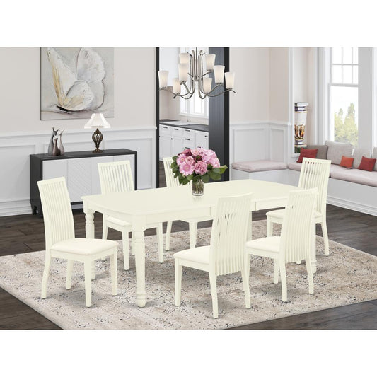 Dining Room Set Linen White DOIP7-LWH-C By East West Furniture | Dining Sets | Modishstore