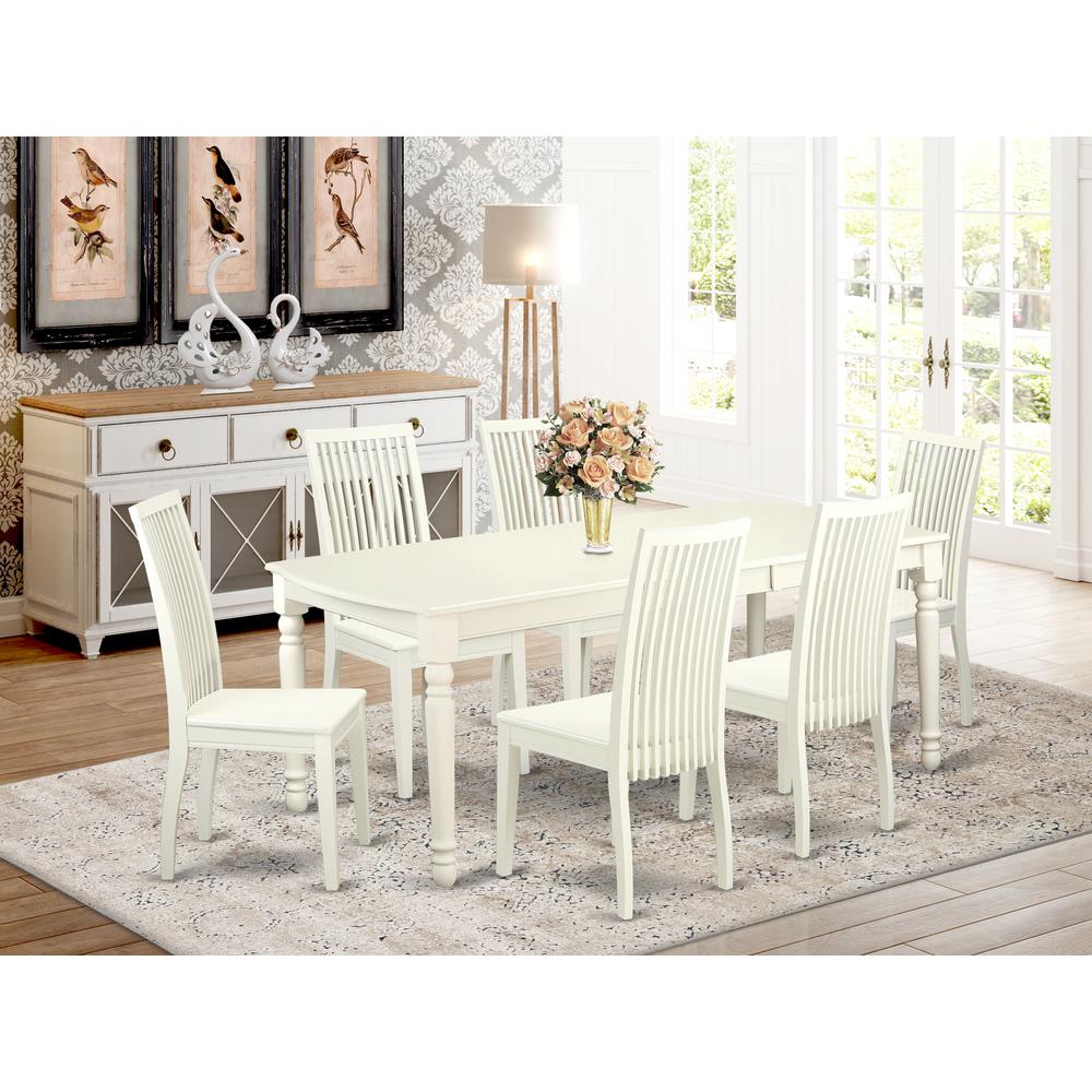 Dining Room Set Linen White DOIP7-LWH-W By East West Furniture | Dining Sets | Modishstore